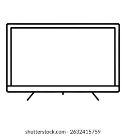 flat screen tv monitor line art on white background 