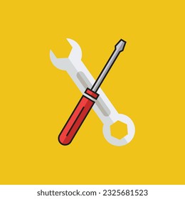 Flat screw driver icon symbol vector Illustration.