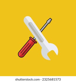 Flat screw driver icon symbol vector Illustration.