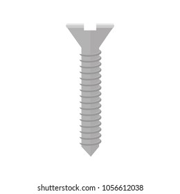 Flat screw icon. Vector illustration of metallic fixing element.