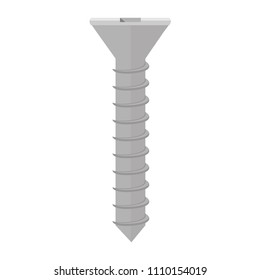 Flat screw icon. Vector illustration of metallic fixing element.