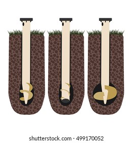 flat screw piles in the ground vector format eps10