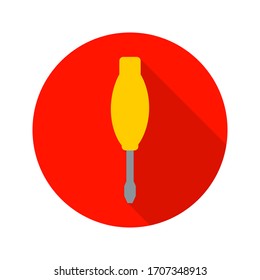 Flat Screwdriver Circle Icon. Vector Illustration of Driver Tool.