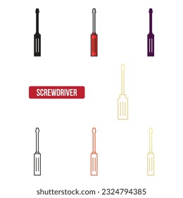 Flat screwdriver icon set. symbol vector Illustration.