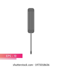 Flat screwdriver simple classic shape. Solid design. On a white background. Tools for any specialist. Flat vector illustration.