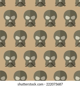 Flat scull with mustache, evil Halloween background