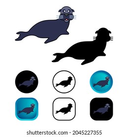 Flat Sea Lion Icon Collection