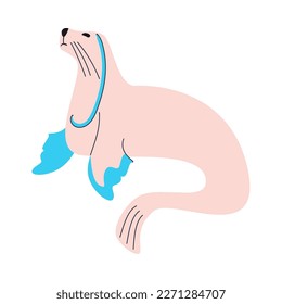 flat sea lion over white