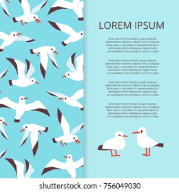 Flat seabirds banner template vector. Poster with birds illustration design