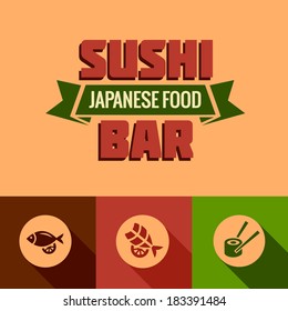 Flat Seafood Design Elements Set