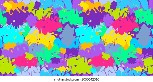 Flat Seamless Abstract Hip Hop Street Art Graffiti Style Urban Colorful Vector Illustration Background Art