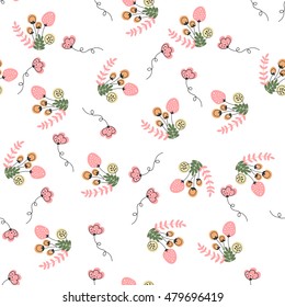 Flat Seamless Floral Pattern. Gift wrapping Paper, Fabric, Wallpaper