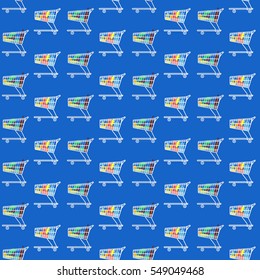 flat seamless pattern the cart of supermarket with food