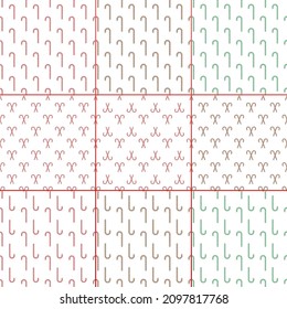 Flat seamless pattern with christmas candy pattern on white background. Holiday illustration. Isolated white background. Christmas food set.