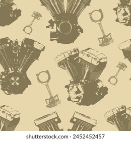flat seamless pattern motorcycle machine. part. sleeve