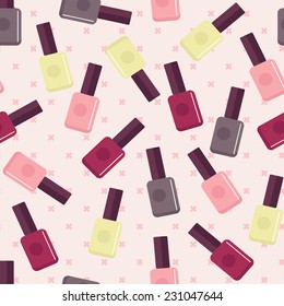 Flat seamless pattern with nail  varnishes.