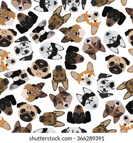  flat seamless pattern pedigree dogs in vector format eps10