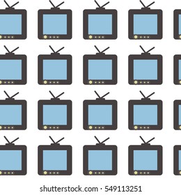 flat seamless pattern retro old TV