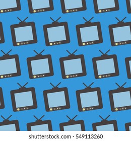 flat seamless pattern retro old TV