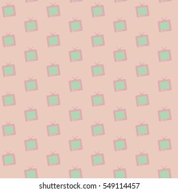flat seamless pattern retro old TV
