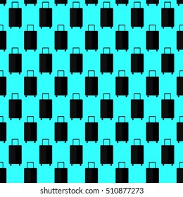 flat Seamless pattern suitcase Luggage ,on a blue background