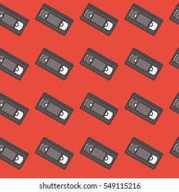 flat seamless pattern video cassette old retro