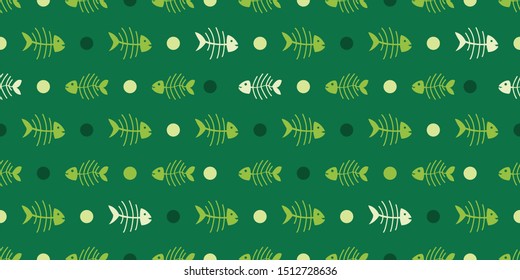 Flat seamless vector of halloween pattern with fishbone illustration. Can be used for background or wallpaper content