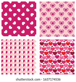 Flat seamless vector pattern set of valentine theme with pink heart shape. Can be used for background or wallpaper content