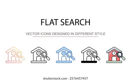 Flat Search icon design with white background stock illustration