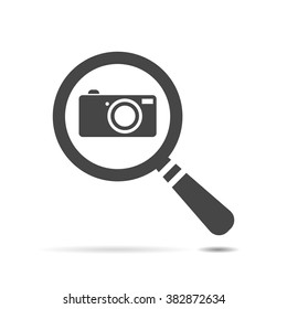 Flat Search Icon With Photo Camera - Vector Illustration