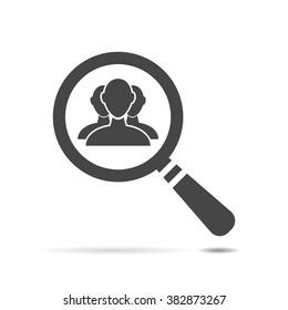 flat search icon with user group people