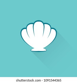flat seashell color icon on blue background