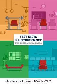 Flat seats illustration outline