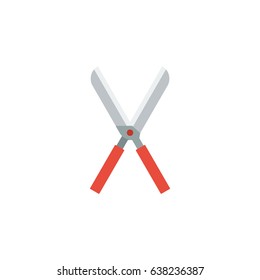 Flat Secateurs Element. Vector Illustration Of Flat Scissors Isolated On Clean Background. Can Be Used As Secateurs, Pruner And Scissors Symbols.