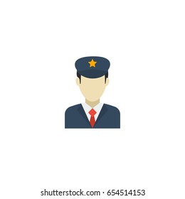 Flat Security Element. Vector Illustration Of Flat Policeman Isolated On Clean Background. Can Be Used As Policeman, Security And Guard Symbols.