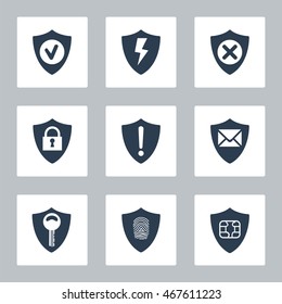 Flat security icons set on white background. Vector illustration