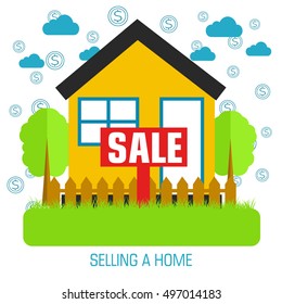 flat selling a home background design concept. Vector illustration 