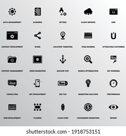 Flat seo development 
 icon set ,symbol and vector,Can be used for web, print and mobile