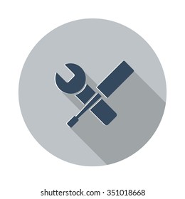 Flat Service icon with long shadow on grey circle
