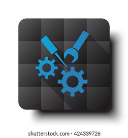 Flat Service icon on black app button with drop shadow