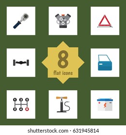 Flat Service Set Of Carrying, Warning, Accumulator And Other Vector Objects. Also Includes Warning, Accumulator, Emergency Elements.