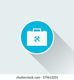 flat service Suitcase icon with long shadow