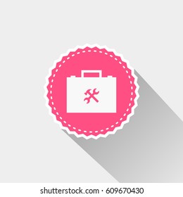 flat service Suitcase icon with long shadow