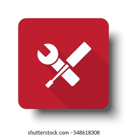 Flat Service web icon on red button with drop shadow