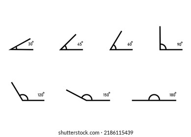 Flat set with angle of degrees. measuring radius. Vector illustration. Stock image.