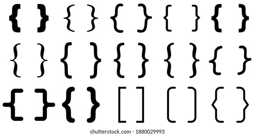 Flat set brackets for decorative design. Communication icon set.Decorative symbol. Stock image.