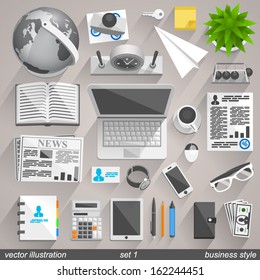 Flat set business icon style, Technology set 1, Vector illustration