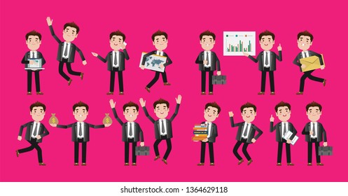 Flat Set of business people