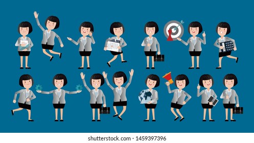Flat Set of business people