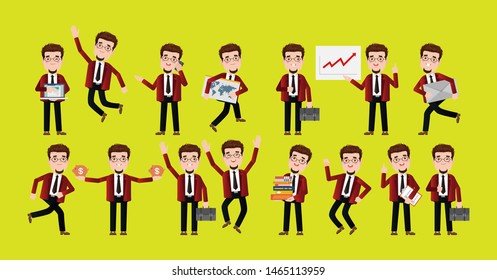 Flat Set of business people